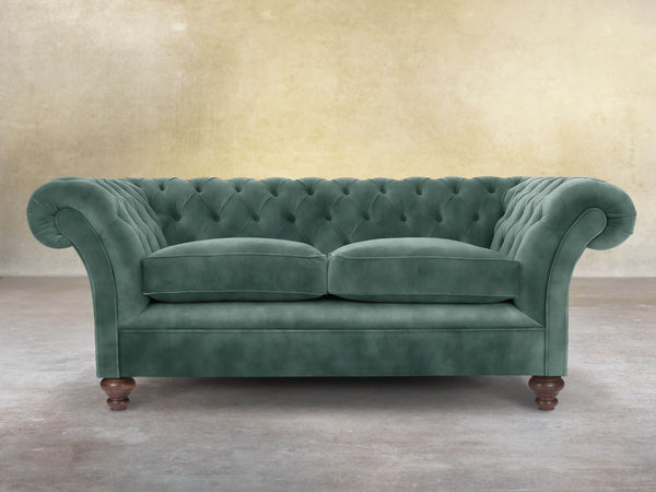 Flora 3 Seat Chesterfield Sofa In Ocean Storm Vintage Velvet