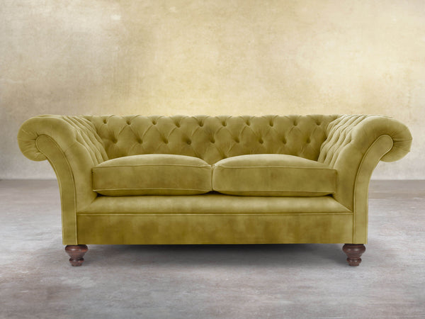 Flora 3 Seat Chesterfield Sofa In Olive Vintage Velvet