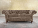 Flora 3 Seat Chesterfield Sofa In Otter Vintage Velvet