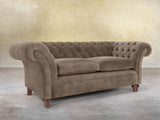 Flora 3 Seat Chesterfield Sofa In Otter Vintage Velvet