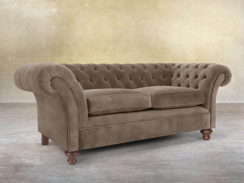 Flora 3 Seat Chesterfield Sofa In Otter Vintage Velvet