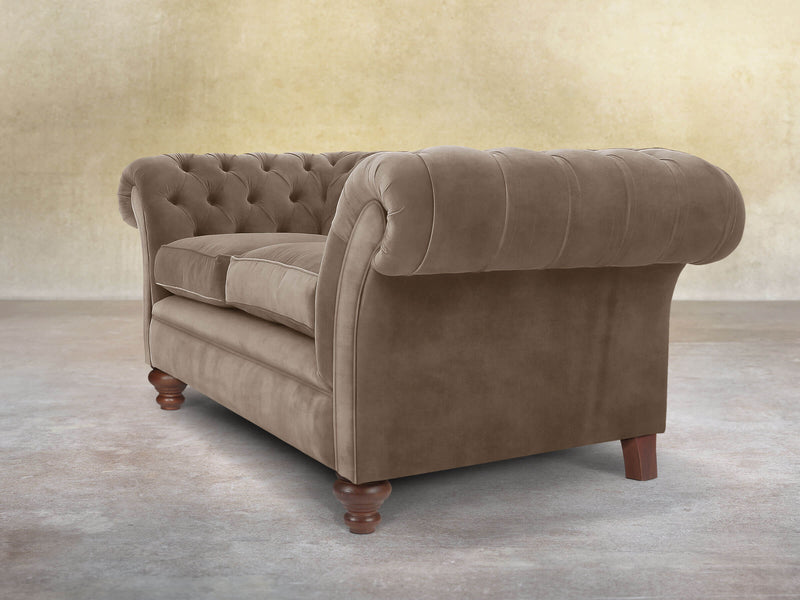 Flora 3 Seat Chesterfield Sofa In Otter Vintage Velvet