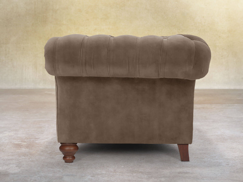 Flora 3 Seat Chesterfield Sofa In Otter Vintage Velvet