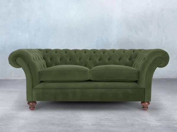 Flora 3 Seat Chesterfield Sofa In Pine Lush Velvet