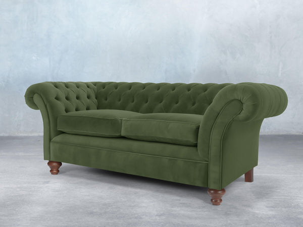 Flora 3 Seat Chesterfield Sofa In Pine Lush Velvet