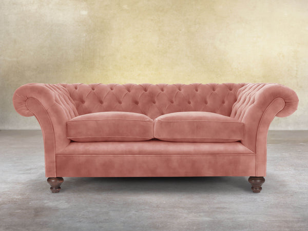 Flora 3 Seat Chesterfield Sofa In Pink Blush Vintage Velvet