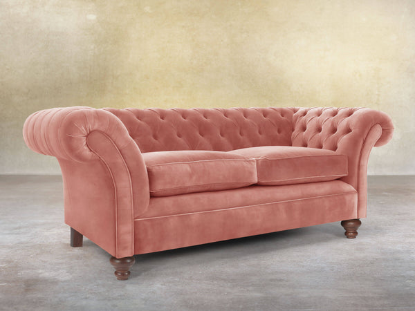 Flora 3 Seat Chesterfield Sofa In Pink Blush Vintage Velvet