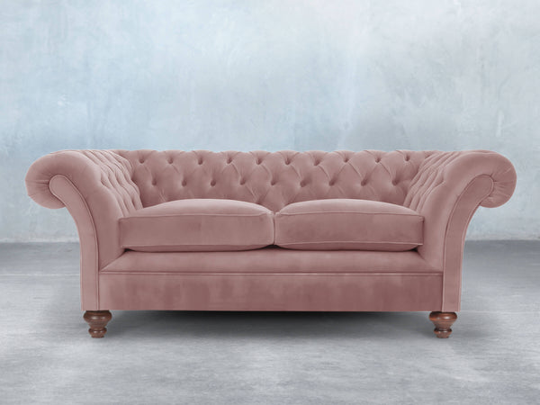 Flora 3 Seat Chesterfield Sofa In Pink Lush Velvet