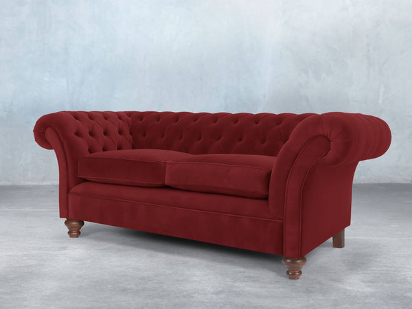 Flora 3 Seat Chesterfield Sofa In Red Lush Velvet