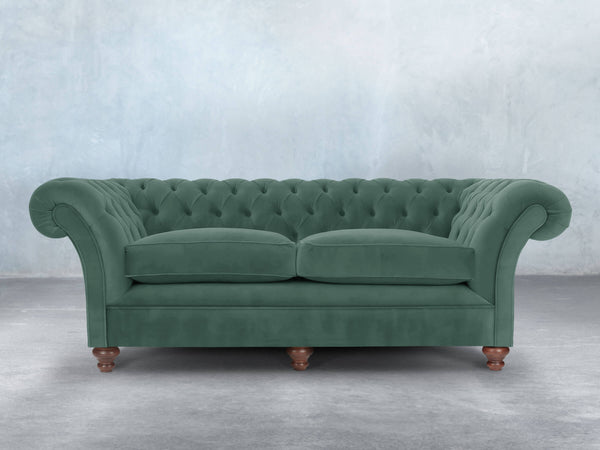 Flora 4 Seat Chesterfield Sofa In Aqua Lush Velvet