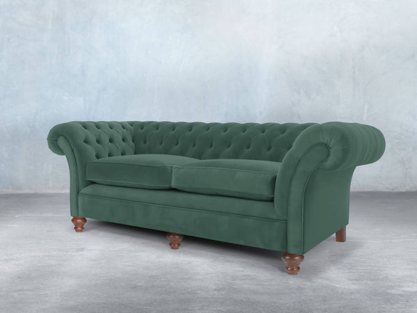 Flora 4 Seat Chesterfield Sofa In Aqua Lush Velvet