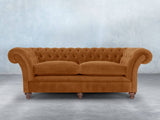 Flora 4 Seat Chesterfield Sofa In Burnt Orange Lush Velvet