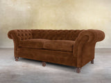 Flora 4 Seat Chesterfield Sofa In Burnt Umber Vintage Velvet