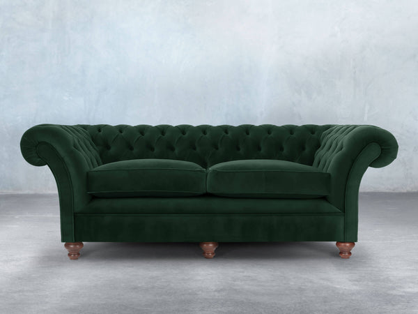 Flora 4 Seat Chesterfield Sofa In Dark Green Lush Velvet