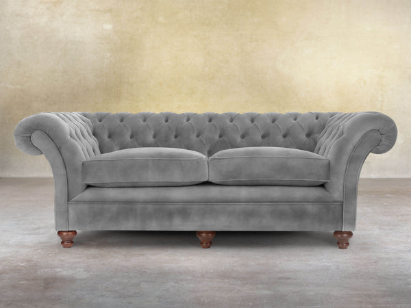 Flora 4 Seat Chesterfield Sofa In Dove Vintage Velvet