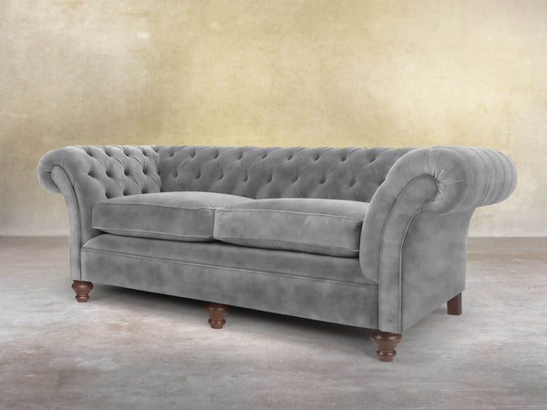 Flora 4 Seat Chesterfield Sofa In Dove Vintage Velvet