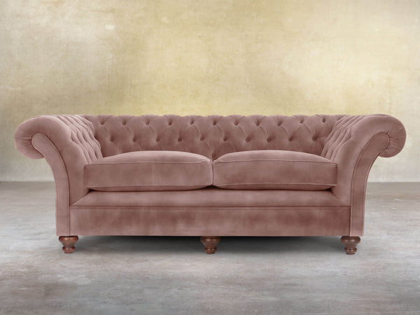 Flora 4 Seat Chesterfield Sofa In Dusky Pink Vintage Velvet