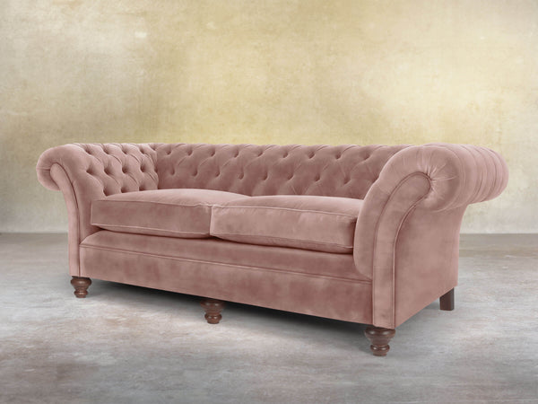 Flora 4 Seat Chesterfield Sofa In Dusky Pink Vintage Velvet