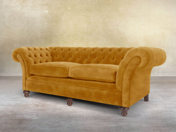 Flora 4 Seat Chesterfield Sofa In Gold Vintage Velvet