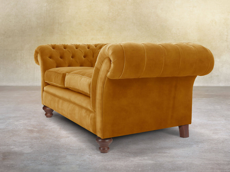 Flora 4 Seat Chesterfield Sofa In Gold Vintage Velvet