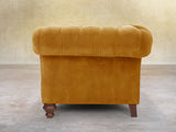 Flora 4 Seat Chesterfield Sofa In Gold Vintage Velvet