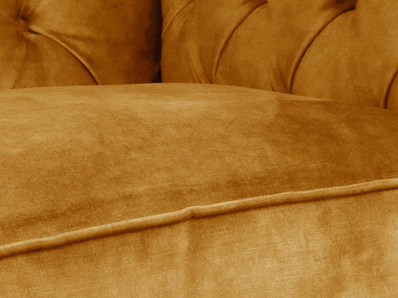 Flora 4 Seat Chesterfield Sofa In Gold Vintage Velvet