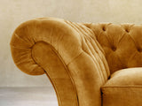 Flora 4 Seat Chesterfield Sofa In Gold Vintage Velvet