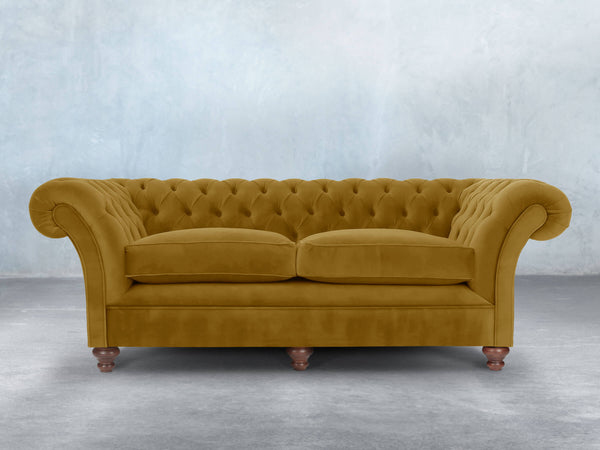 Flora 4 Seat Chesterfield Sofa In Golden Lush Velvet