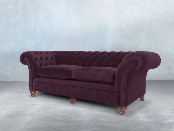 Flora 4 Seat Chesterfield Sofa In Grape Lush Velvet