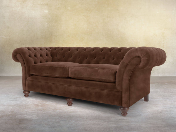 Flora 4 Seat Chesterfield Sofa In Hickory Vintage Velvet