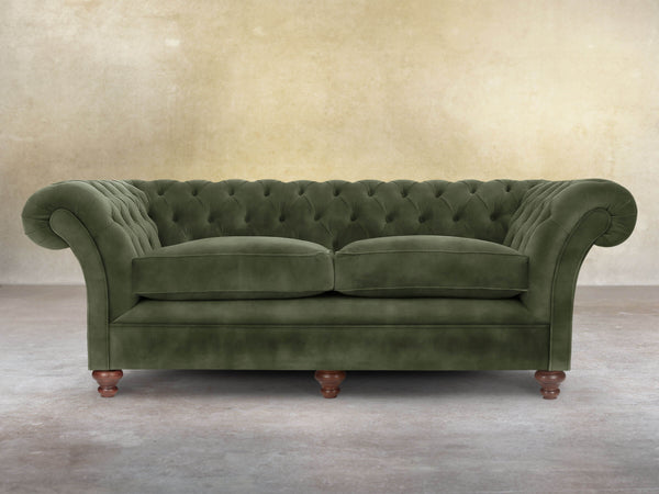 Flora 4 Seat Chesterfield Sofa In Jade Vintage Velvet