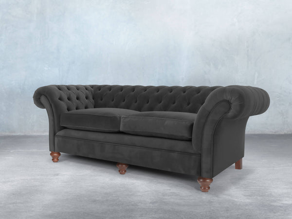 Flora 4 Seat Chesterfield Sofa In Nickel Lush Velvet