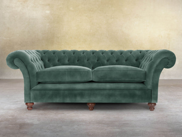 Flora 4 Seat Chesterfield Sofa In Ocean Storm Vintage Velvet