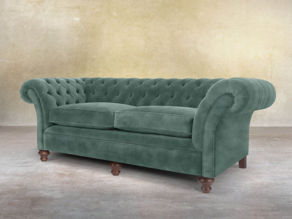 Flora 4 Seat Chesterfield Sofa In Ocean Storm Vintage Velvet