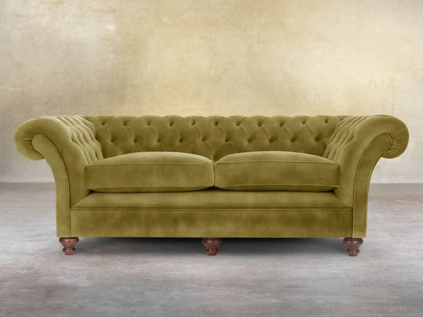 Flora 4 Seat Chesterfield Sofa In Olive Vintage Velvet