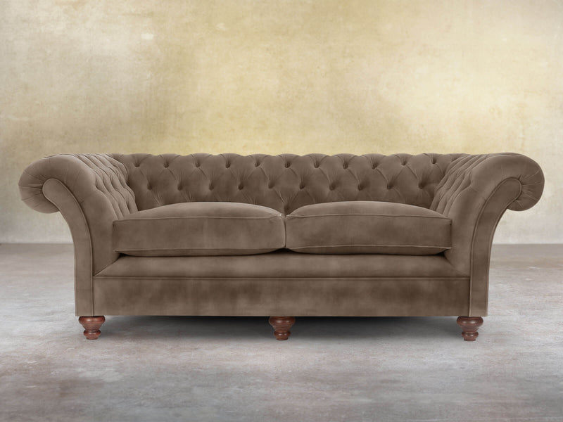 Flora 4 Seat Chesterfield Sofa In Otter Vintage Velvet