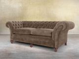 Flora 4 Seat Chesterfield Sofa In Otter Vintage Velvet