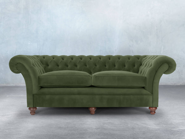 Flora 4 Seat Chesterfield Sofa In Pine Lush Velvet