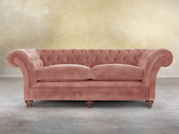 Flora 4 Seat Chesterfield Sofa In Pink Blush Vintage Velvet