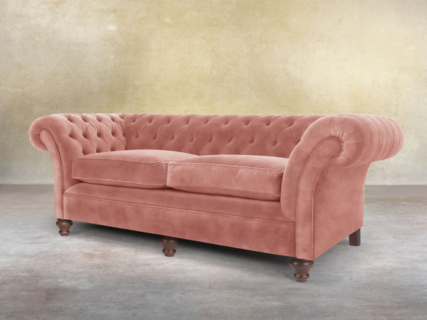 Flora 4 Seat Chesterfield Sofa In Pink Blush Vintage Velvet