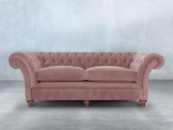 Flora 4 Seat Chesterfield Sofa In Pink Lush Velvet