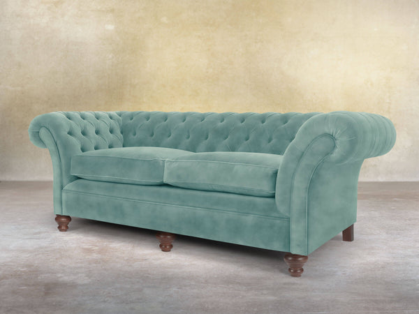 Flora 4 Seat Chesterfield Sofa In Summer Mist Vintage Velvet