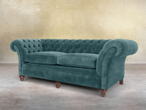 Flora 4 Seat Chesterfield Sofa In Teal Vintage Velvet