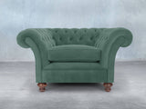 Flora Chesterfield Chair In Aqua Lush Velvet