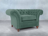 Flora Chesterfield Chair In Aqua Lush Velvet