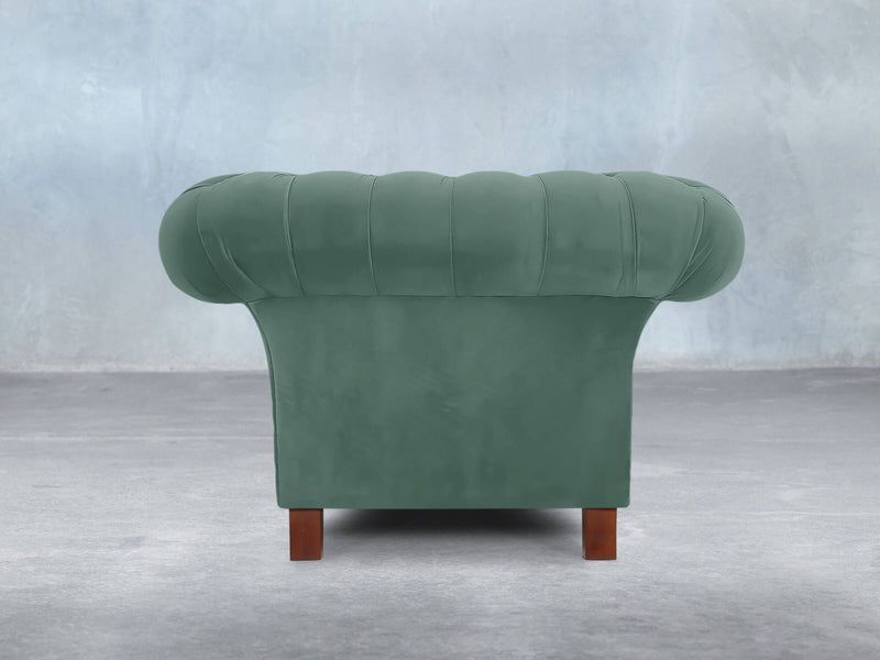 Flora Chesterfield Chair In Aqua Lush Velvet