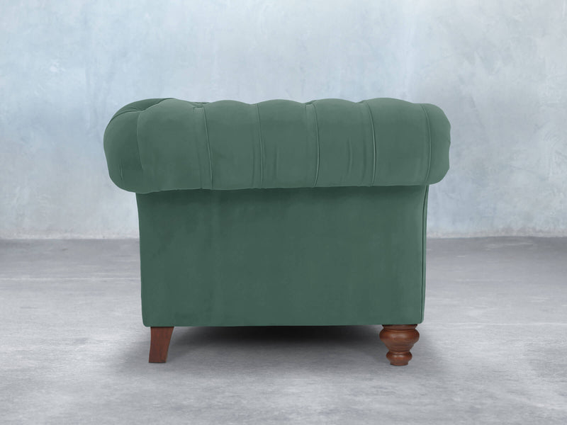 Flora Chesterfield Chair In Aqua Lush Velvet