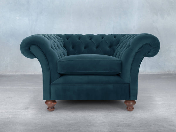 Flora Chesterfield Chair In Blue Lush Velvet