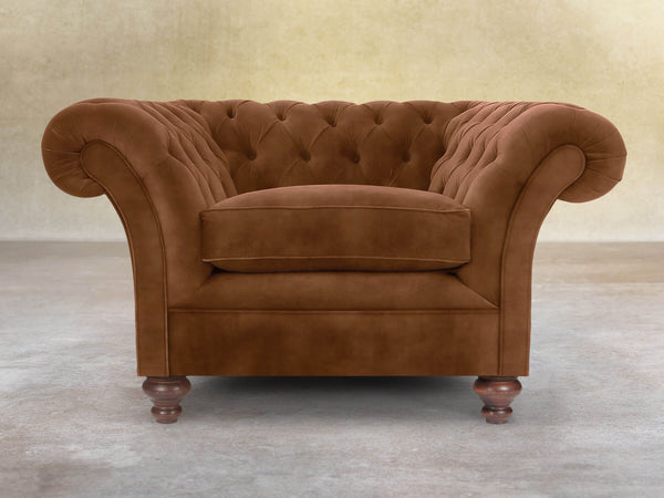 Flora Chesterfield Chair In Burnt Umber Vintage Velvet