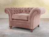 Flora Chesterfield Chair In Dusky Pink Vintage Velvet